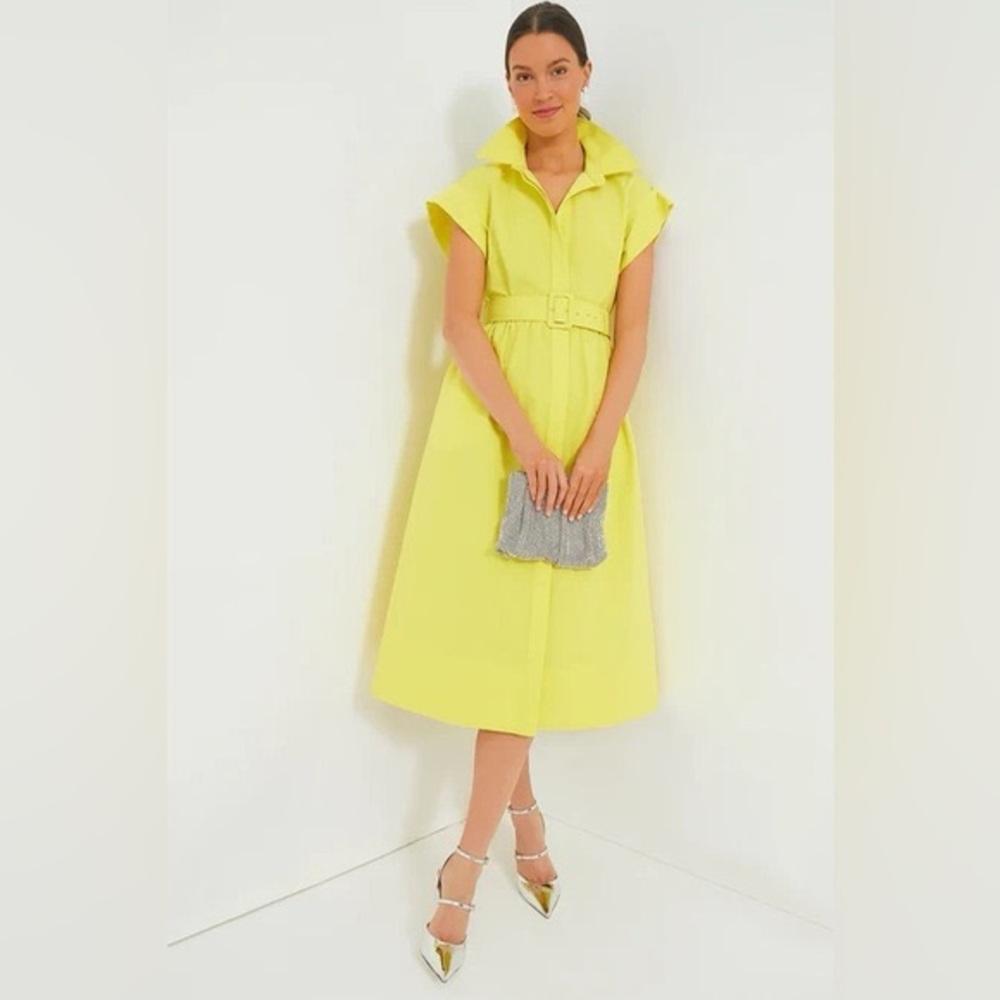 NWT Tuckernuck Chloe Citron Midi Shirt Dress Belted MSRP $298 Size Small - Picture 2 of 8